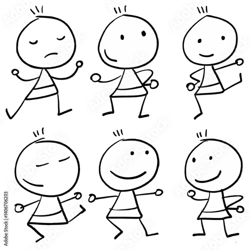Obraz na plátně Stick man set figure stickman illustration character cartoon people hand drawn
