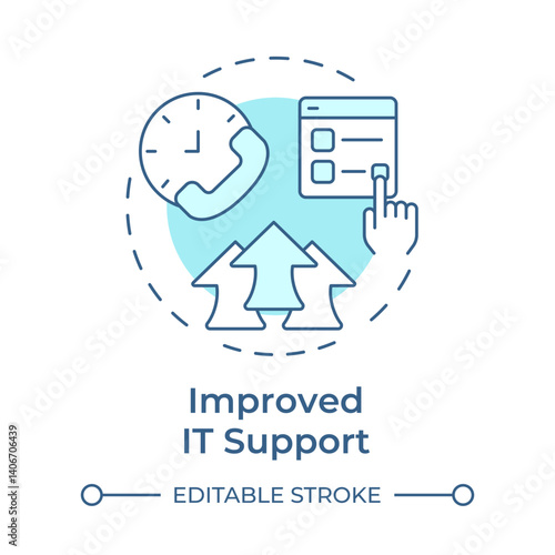 Improved it support soft blue concept icon. Customer service, experience. Resolution time. Round shape line illustration. Abstract idea. Graphic design. Easy to use in blog post, presentation