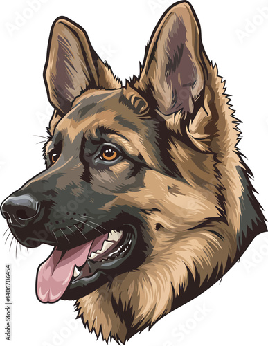 German Shepherd Vector Illustration on White Background, Breed Art.