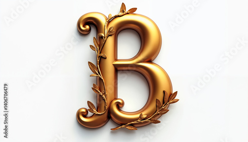 Golden Leaf Embellished Letter B