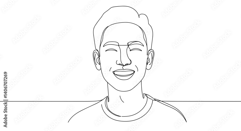 Smiling person in outline style on simple background Smiling person in outline style on simple background