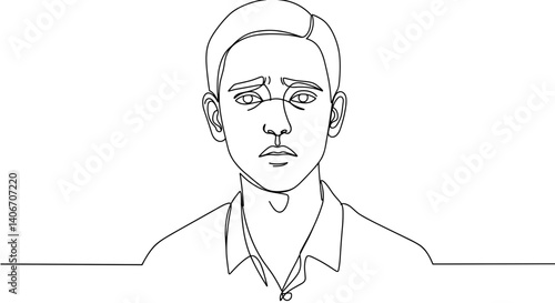 Sad young man expressing concern in a minimalist style mockup