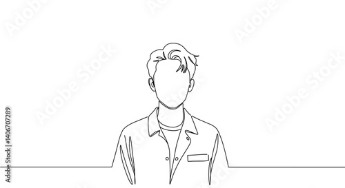 Line art mockup of a young man in casual attire