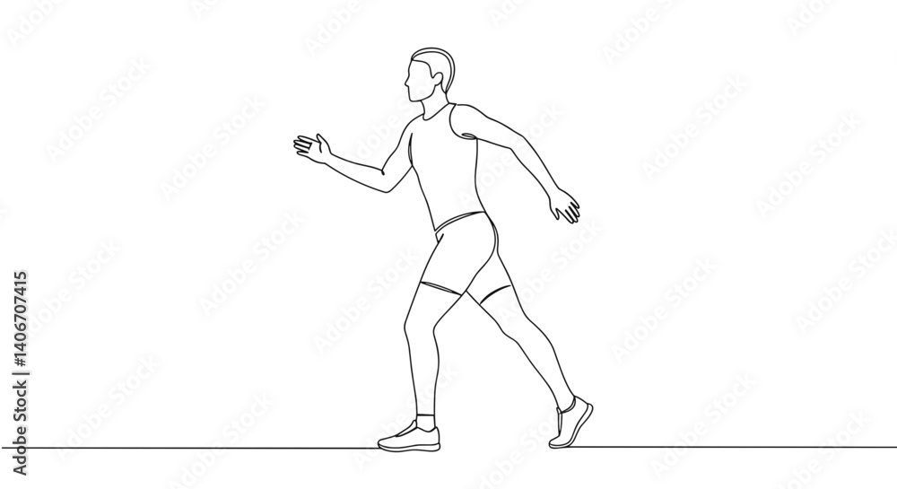 Fototapeta premium Running man in motion against a white background