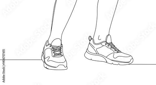 Sneaker mockup design featuring line art of a person's feet