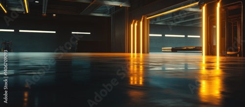 Futuristic Garage: Neon Lights and Sleek Design
