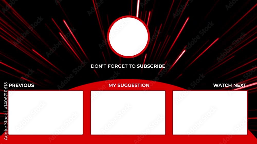 Outro Template for Youtube Channel. Thanks for Watching. Youtube End screen. Don't forget to subscribe. Modern and minimalist Red theme