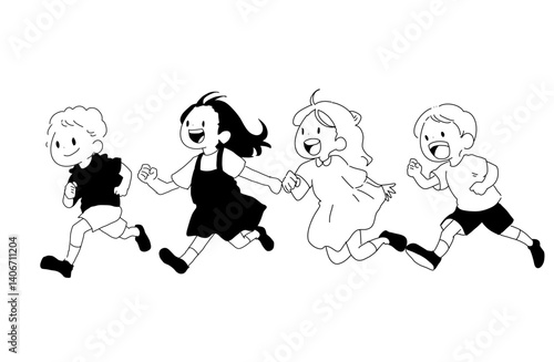 走っている子どもたち