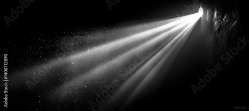 White light beam in dark atmosphere..