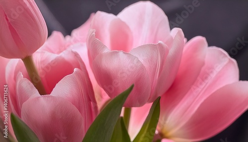 A high-definition close-up captures the elegant transformation of a pastel pink tulip in breathtaking time-lapse detail. The frame opens with the flower’s tightly closed bud.