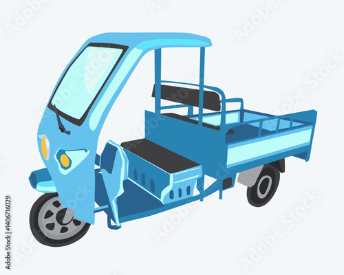 Vector isolated illustration of tuk tuk.African and Asian mode of transport.