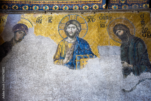 mosaic of jesus christ at hagia sophia, istanbul