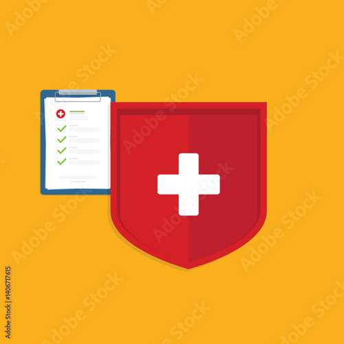 Health insurance concept. Healthcare, finance and medical service. Vector illustration