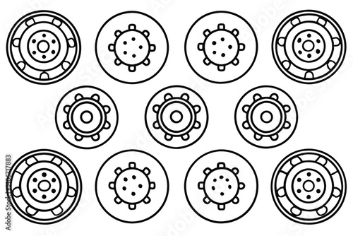brake booster line art concept for vehicle systems