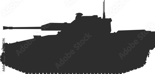  CV90 tracked armored infantry fighting vehicle icon silhouette in black..