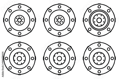 brake booster line art illustration for automotive design