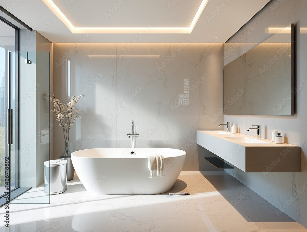 Modern bathroom interior in minimal scandinavian style Modern bathroom interior in minimal scandinavian style