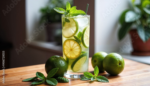 Refreshing Lime and Mint Drink