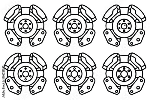 brake caliper line art high precision sketch view