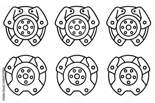 brake caliper line art minimalist automotive part blueprint