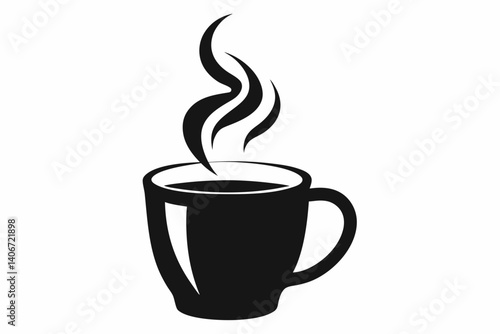 coffee mug steam silhouette vector illustration