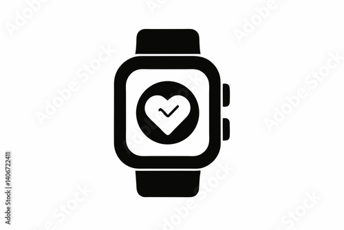 smartwatch heart rate icon silhouette vector illustration