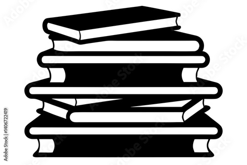 stack decorative books silhouette vector illustration