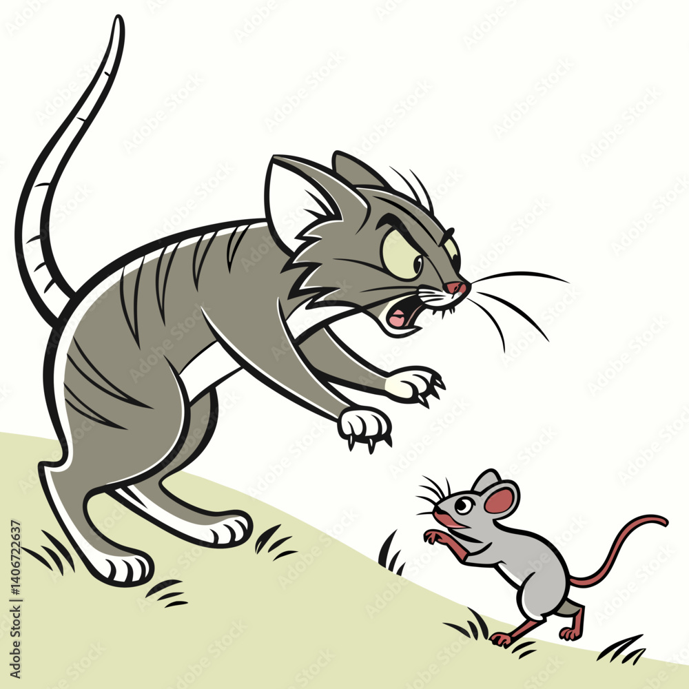 Obraz premium cat-chasing-rat