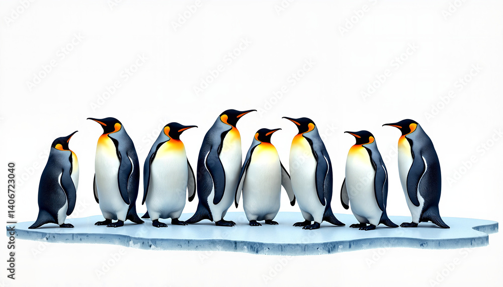 Obraz premium Group of penguins standing on ice 