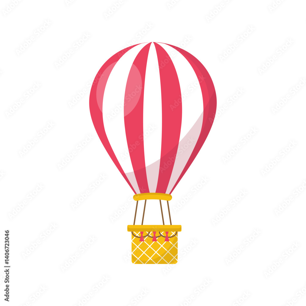 Hot air balloon travel on white background.