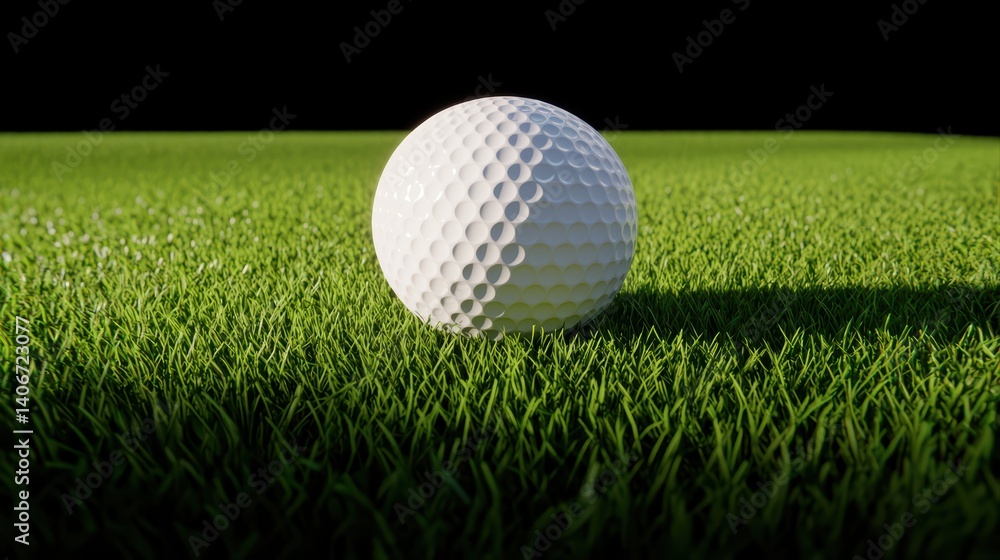 Golf ball resting on lush green grass surface Golf ball resting on lush green grass surface