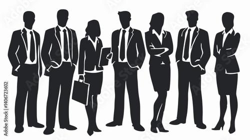 Silhouette of Business Team – Corporate Professionals in Suits.