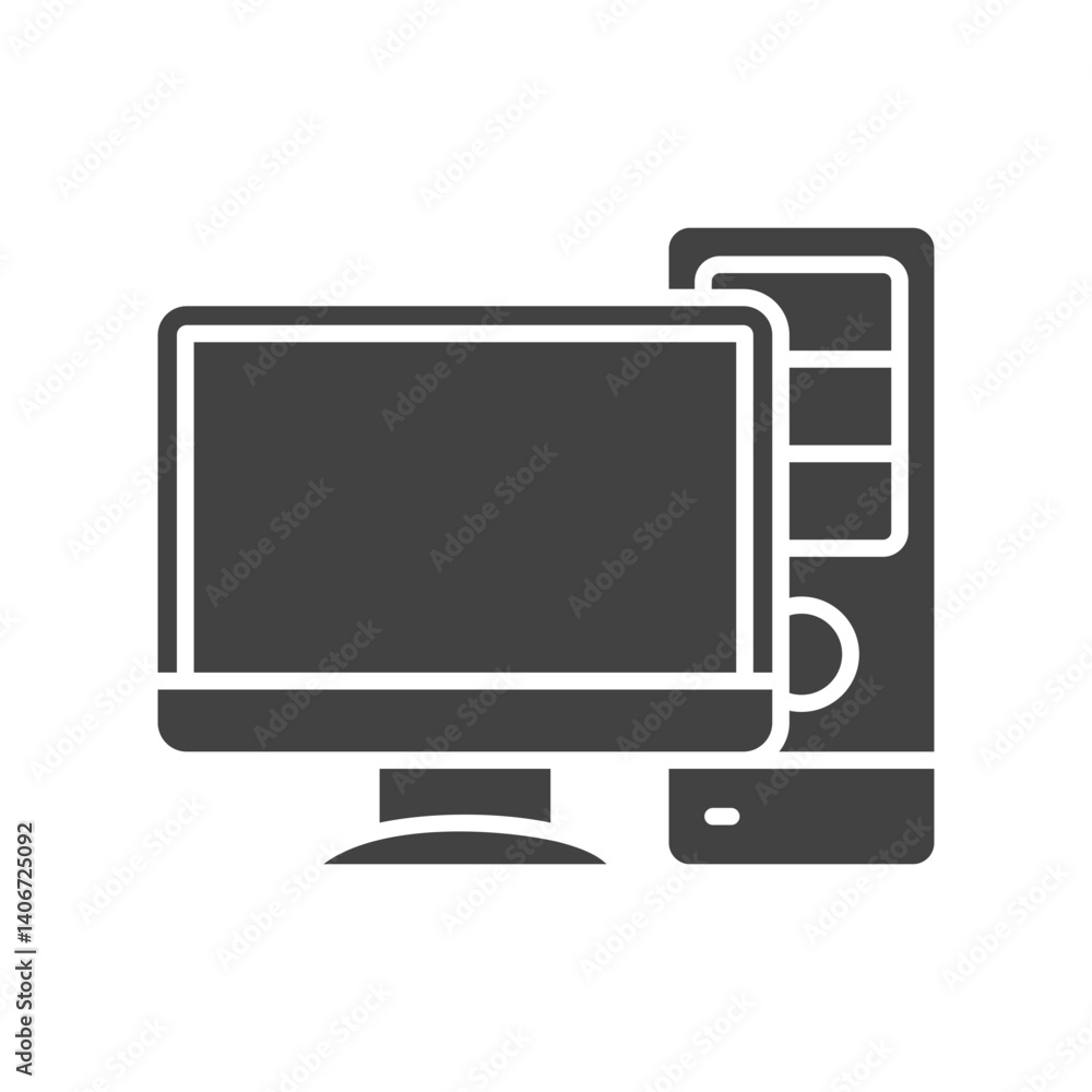 Desktop Computer icon vector image. Suitable for mobile apps, web apps and print media. Desktop Computer icon vector image. Suitable for mobile apps, web apps and print media.