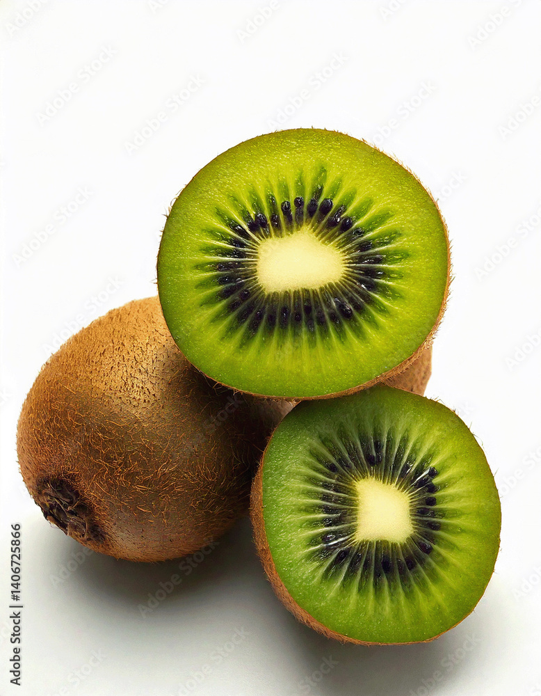 Obraz premium slice kiwi fruits isolated on white background