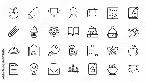 Get a curated selection of school subject outline icons designed in a sleek linear style ideal for digital education tools e learning dashboards and teaching interfaces