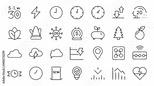 This beautiful pack of linear outline icons reflects the slow living theme suitable for digital calm interfaces mindfulness courses and relaxation inspired brand visuals