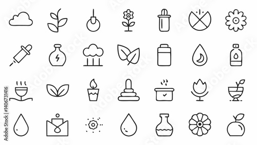 Download a modern collection of smell related outline icons styled in a linear format great for perfumery brands essential oil promotions and wellness app interfaces