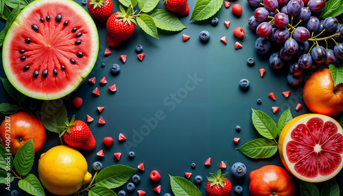 Vibrant Fruit Arrangement with Fresh Ingredients