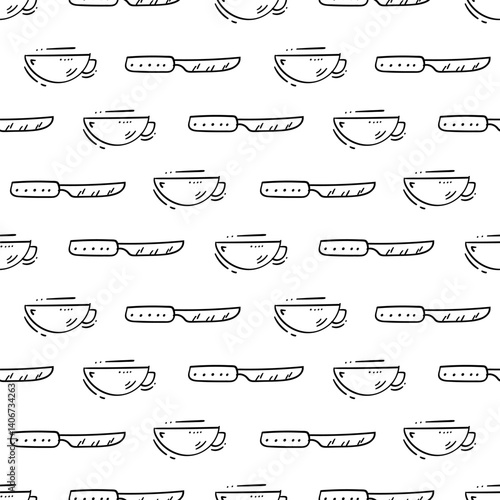 kitchen utensil pattern. kitchenware seamless pattern. doodle kitchen background