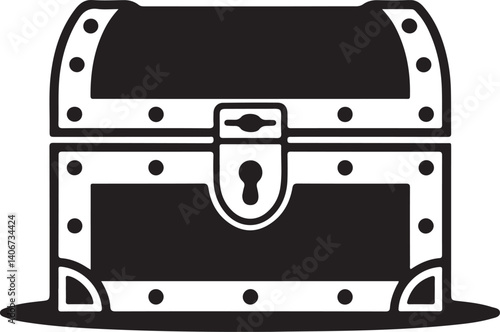 Treasure chest vector silhouette icon illustration 