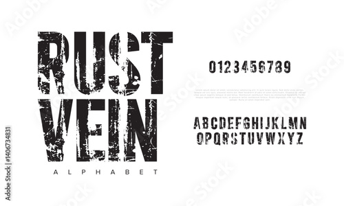Distressed Grunge Textured Font Vector for Urban Poster and Industrial Design