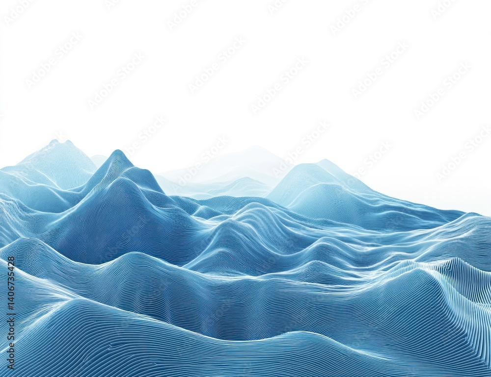 Obraz premium Abstract Blue Mountain Range: A Digital Landscape