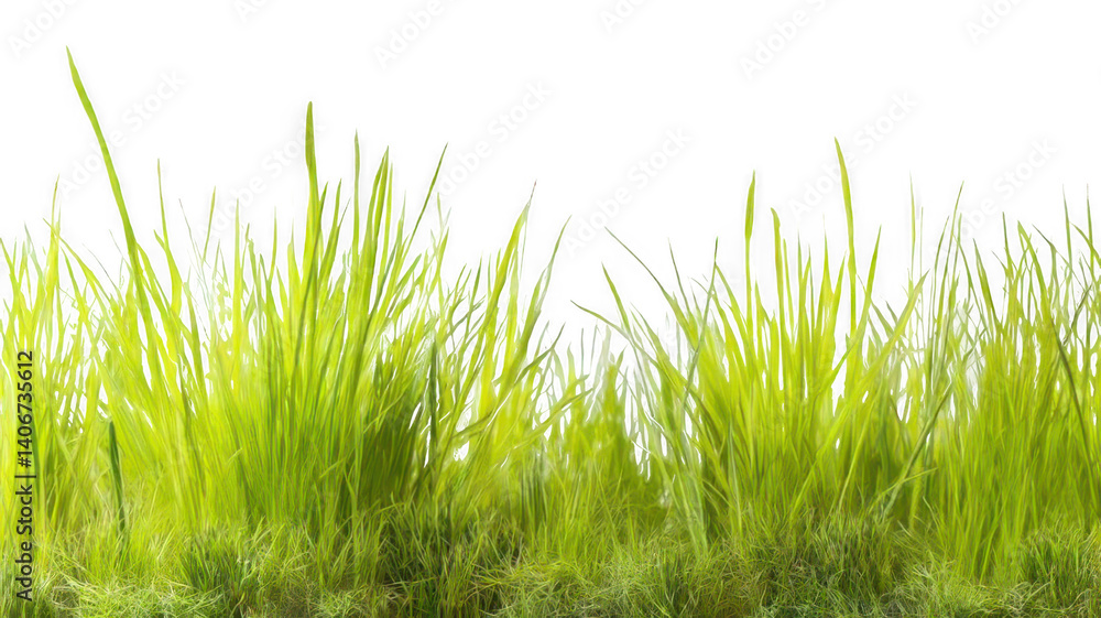 Fototapeta premium Vibrant Green Spring Grass with New Growth Transparent Background