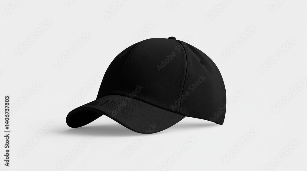 A black cap mockup placed on a neutral gray background, showcasing its clean and professional design. AI Generated Images A black cap mockup placed on a neutral gray background, showcasing its clean and professional design. AI Generated Images