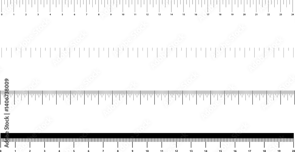 Graduated ruler illustration on a white background. Inch and centimeter ruler vector illustration. Various measurement scales with divisions. Graduated ruler illustration on a white background. Inch and centimeter ruler vector illustration. Various measurement scales with divisions.