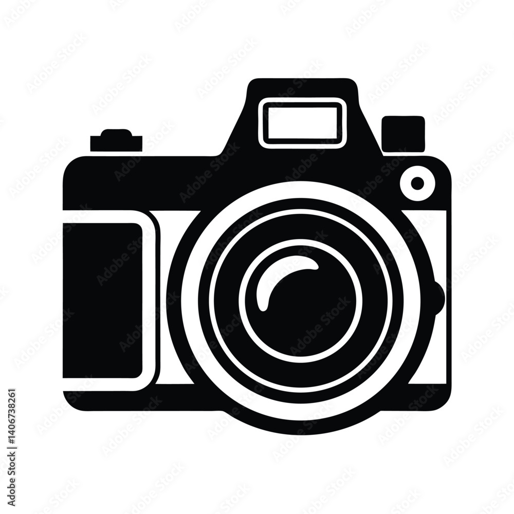 DSLR Camera with Telephoto Lens in Black and White DSLR Camera with Telephoto Lens in Black and White