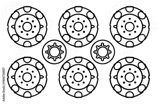 Brake rotor line art style for parts catalog