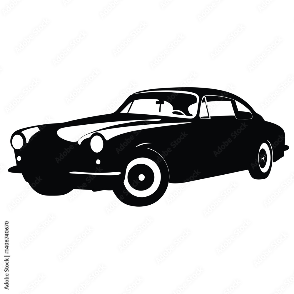 Obraz premium Classic Car Silhouette, Iconic Design, Automotive Illustration, Transparent