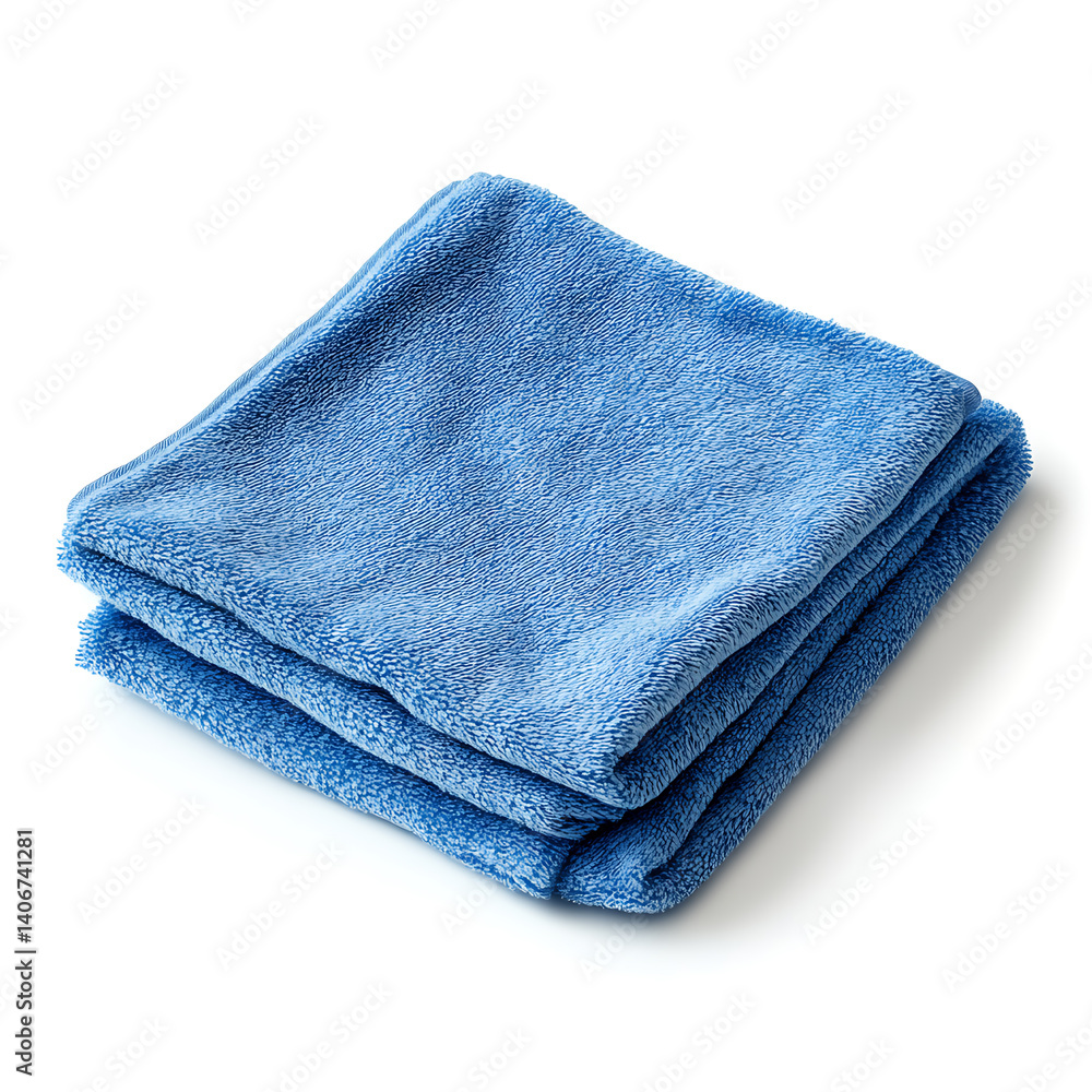 Folded Blue Microfiber Cleaning Cloth Isolated on White Background Folded Blue Microfiber Cleaning Cloth Isolated on White Background