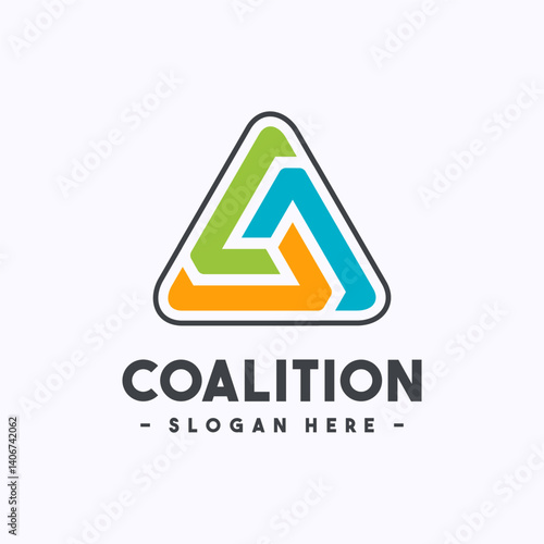 Coalition logo design template. Cooperation, merge and teamwork logo vector